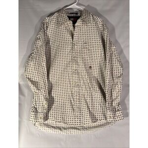 Tommy Hilfiger Men's Button Shirt L Ivory Paisley All Long Sleeve Cotton Vtg